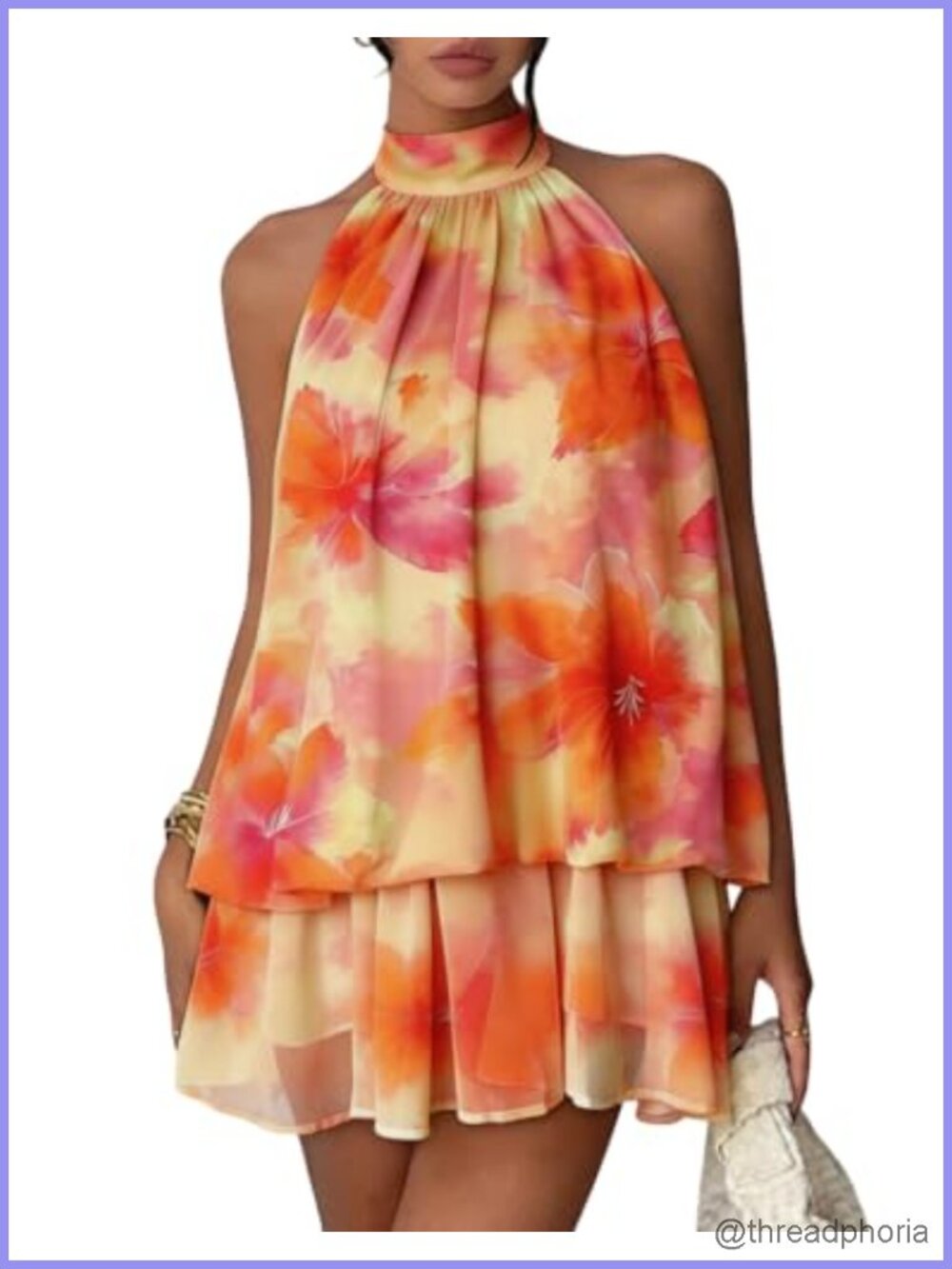 Chiffon Mini Dress Women Sexy Halter Backless A-Line Summer Party